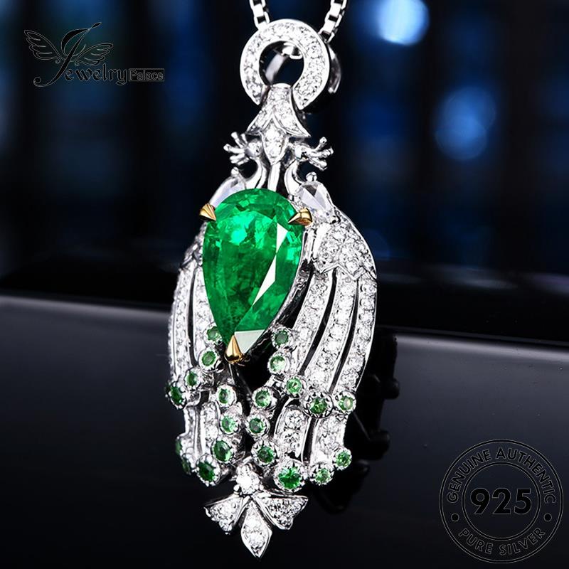 Jewelrypalace Peacock Emerald925 Perak Wanita Kalung Lucu Asli N1405