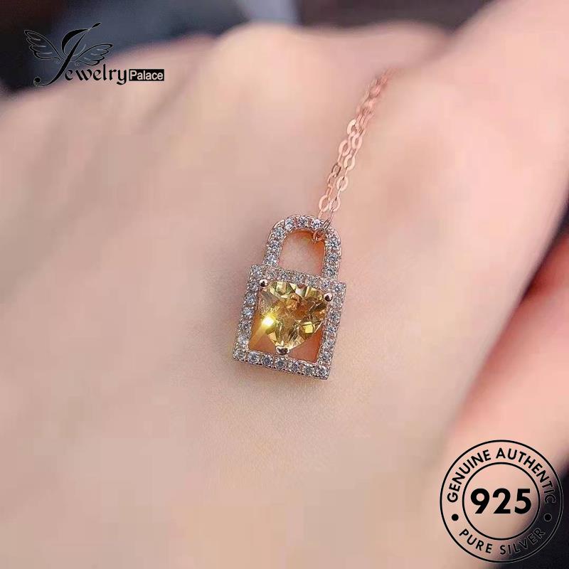 Jewelrypalace Perak925 Asli Wanita Kalung Kunci Hati Kreatif Citrine N1555