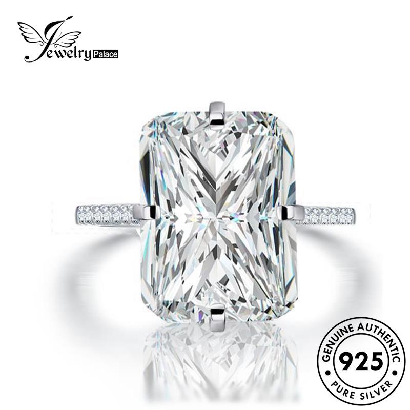 JEWELRYPALACE Kawin Sterling Perak 925 Nikah korea Moissanite Murni Cincin Column Asli Aksesori Wanita Perhiasan Square Original Fashion Diamond Silver Silver R50