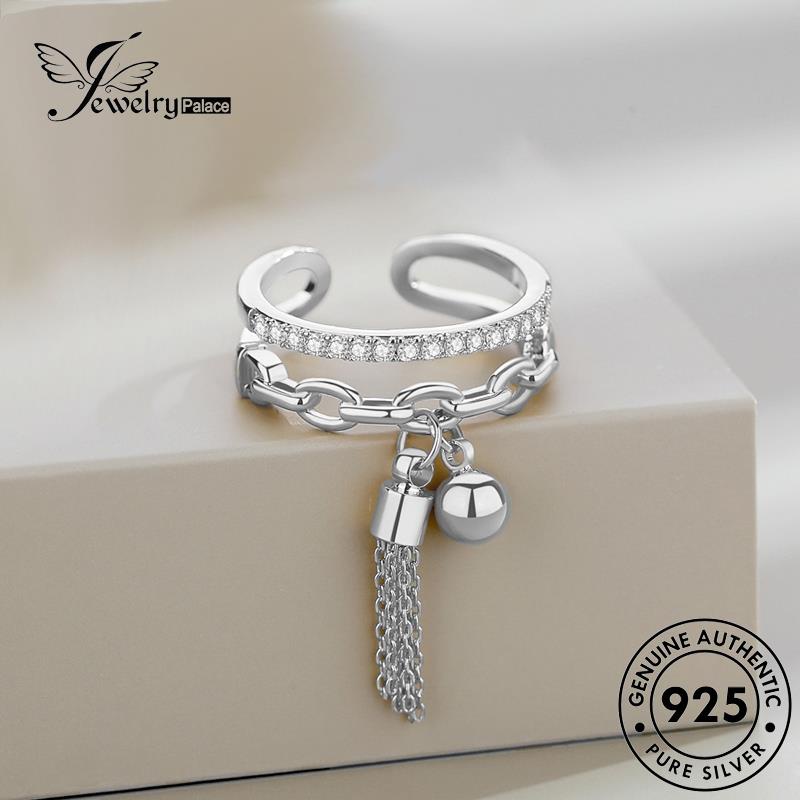 JEWELRYPALACE Wanita Perak Perhiasan korea Ball Original Silver Diamond Gold Hanging Silver Kawin Cincin Aksesori Asli Sterling Retro Fringe 925 Yarn Moissanite Murni Nikah R79