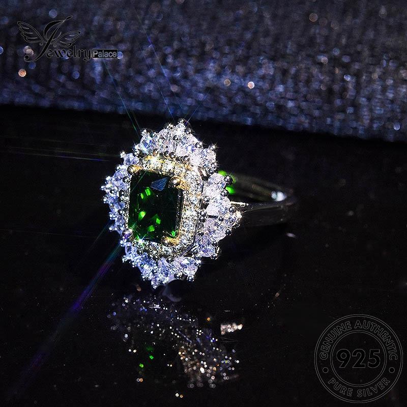 JEWELRYPALACE Kawin Wanita Original Emerald Cincin Silver Asli 925 Retro Perhiasan Perak Nikah Square Murni Sterling korea Silver Aksesori R179