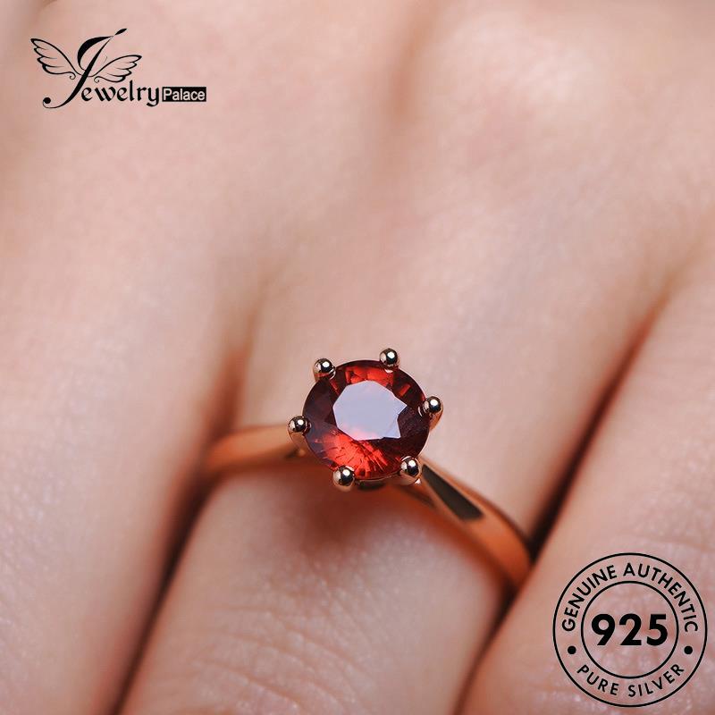 JEWELRYPALACE Round Cincin Sterling 925 korea Murni Retro Perhiasan Original Silver Silver Ruby Kawin Aksesori Perak Nikah Asli Wanita R323