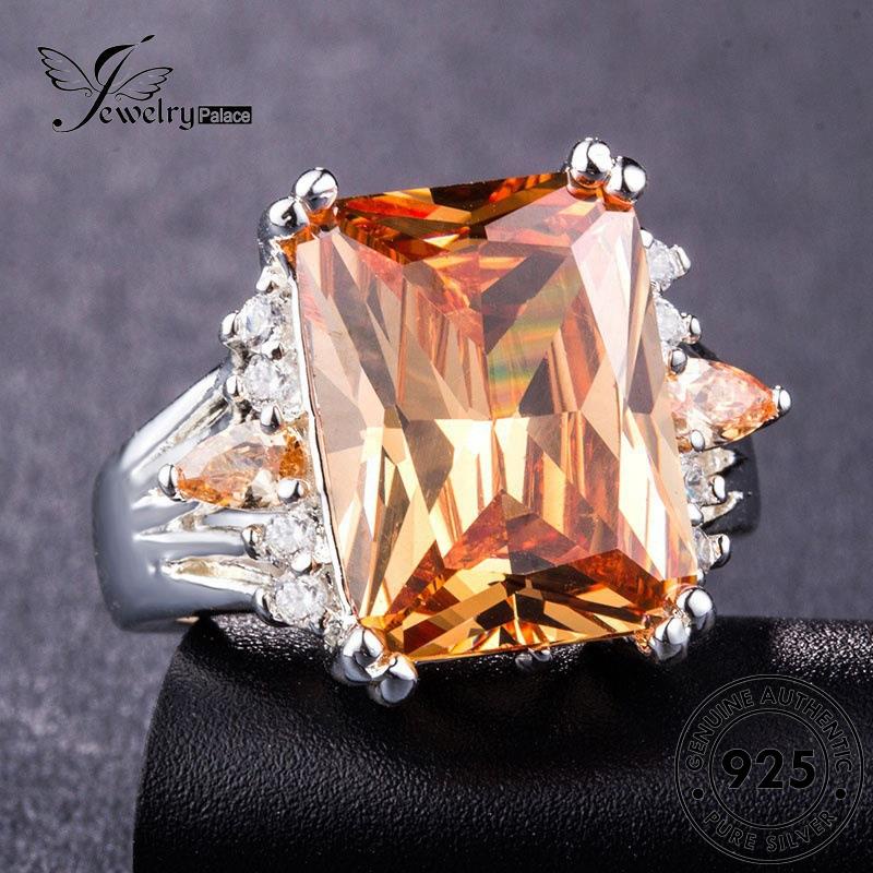 JEWELRYPALACE korea Original Personality Citrine Kawin Nikah Cincin Perak Asli 925 Perhiasan Murni Square Aksesori Silver Wanita Sterling Silver R448