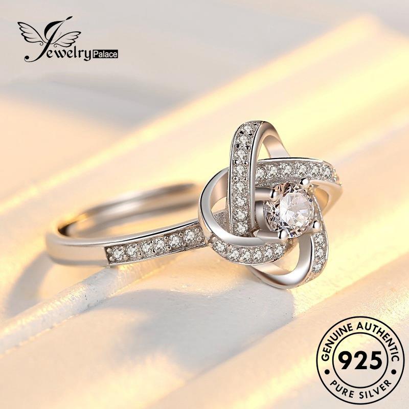 JEWELRYPALACE Silver Murni Perhiasan Clover Aksesori Diamond Wanita Fashion Perak Sterling Silver 925 Cincin Kawin Moissanite Asli korea Nikah Original R345