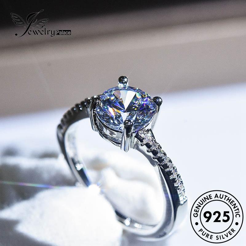 JEWELRYPALACE Original Kawin Moissanite 925 Perak Silver Nikah Claws Four Perhiasan Sterling Simple Wanita Murni Silver Cincin Diamond Asli korea Aksesori R1012