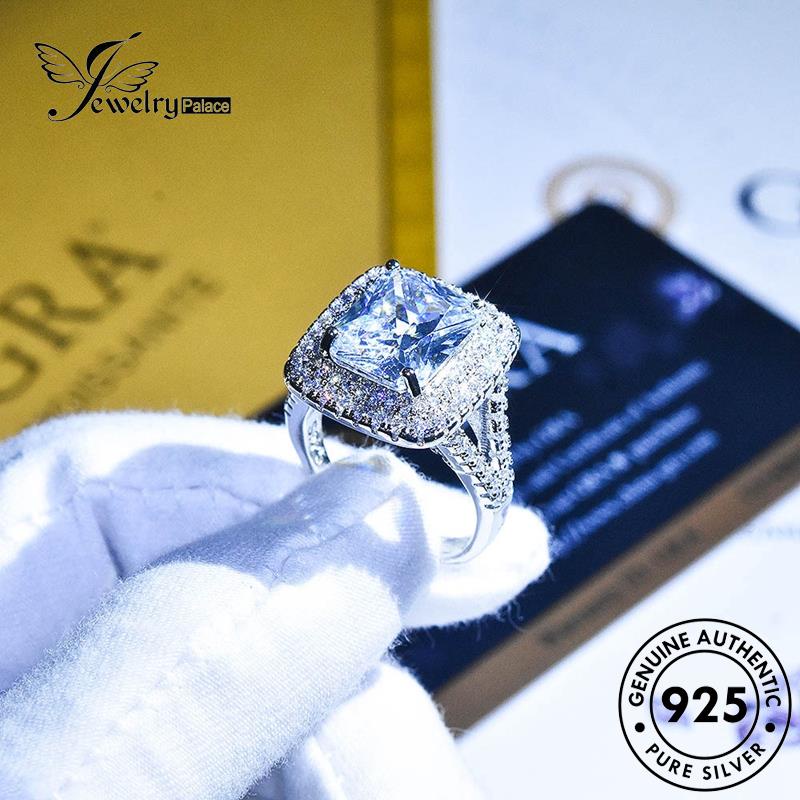 JEWELRYPALACE Original Diamond korea Simple Sterling Wanita Silver Square Asli Perak Cincin Moissanite 925 Nikah Perhiasan Silver Murni Kawin Aksesori R1290