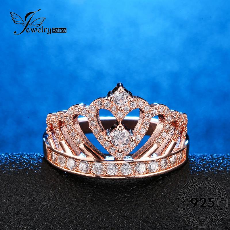 JEWELRYPALACE Gold Cincin Original Nikah Diamond Moissanite Murni 925 korea Sterling Silver Asli Kawin Crown Aksesori Silver Perak Wanita Personalized Perhiasan R1695