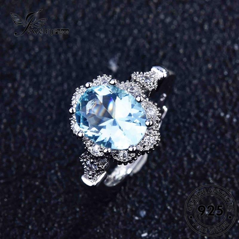 JEWELRYPALACE Asli Perhiasan Perak Drop Aquamarine Silver korea Water Silver Nikah Aksesori Personalized Wanita Cincin Kawin 925 Murni Sterling Original R1847