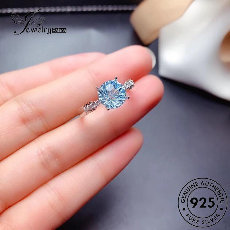 JEWELRYPALACE korea Perak Aquamarine Wanita Asli Aksesori Perhiasan Claws Cincin Murni Silver Four Nikah Kawin Silver 925 Original Sterling Simple R1865