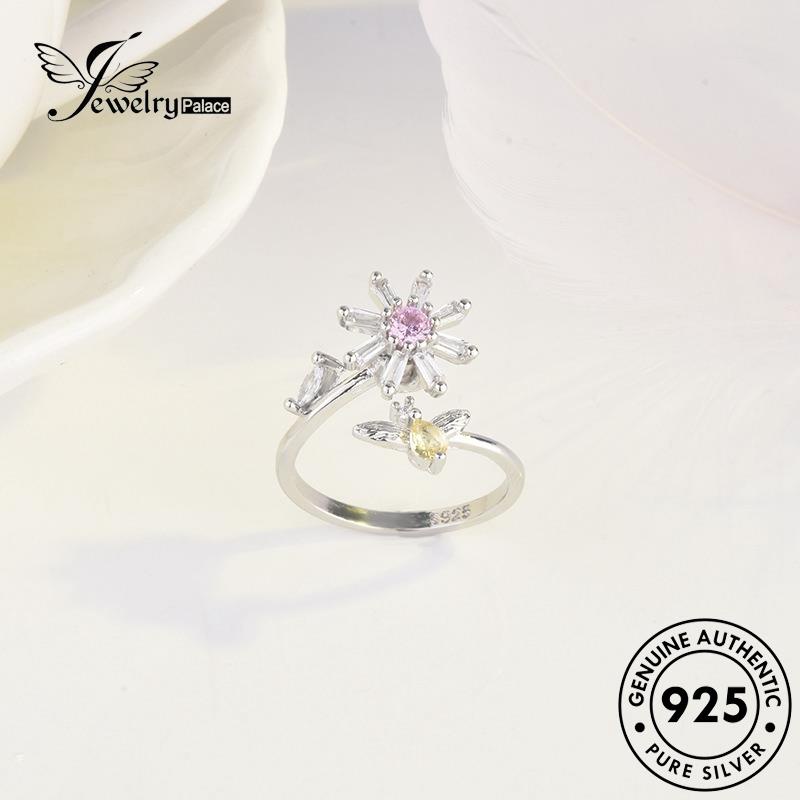 JEWELRYPALACE Cincin Diamond Nikah 925 Pink korea Sterling Bee Kawin Asli Aksesori Silver Silver Wanita Crystal Perak Perhiasan Murni Creative Original R1762