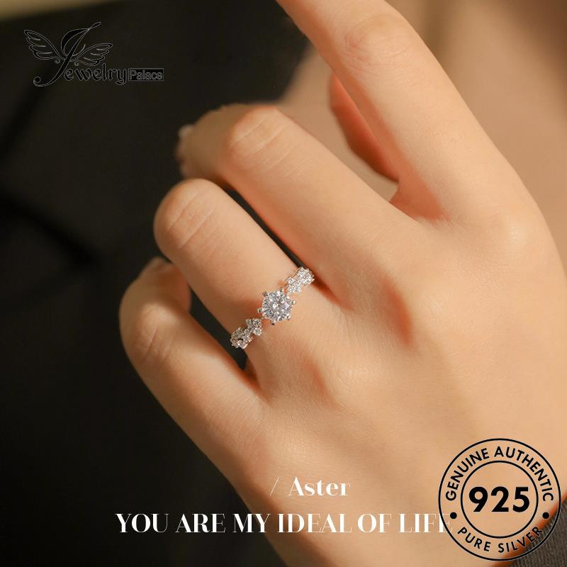 JEWELRYPALACE Murni Gold 925 And Aksesori Silver Kawin Arrows korea Wanita Perhiasan Sterling Moissanite Classic Cincin Nikah Diamond Perak Asli Silver Original Hearts R1989