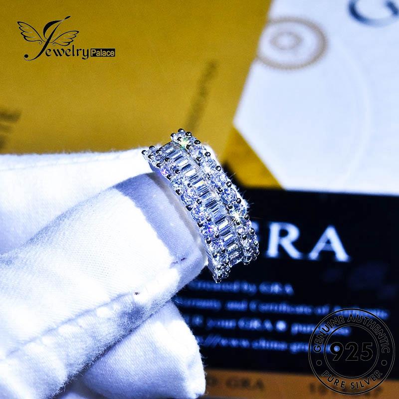 JEWELRYPALACE Diamond Aksesori Wanita Original Perhiasan Sterling Simple 925 Perak korea Moissanite Single Kawin Nikah Silver Silver Asli Row Cincin Murni R1993