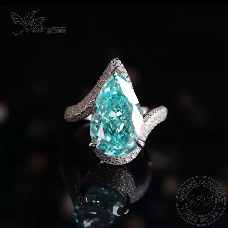 JEWELRYPALACE Kawin korea Shape Wanita Perhiasan Cincin Sterling Asli 925 Perak Retro Drop Original Aksesori Silver Aquamarine Murni Nikah Silver R2142