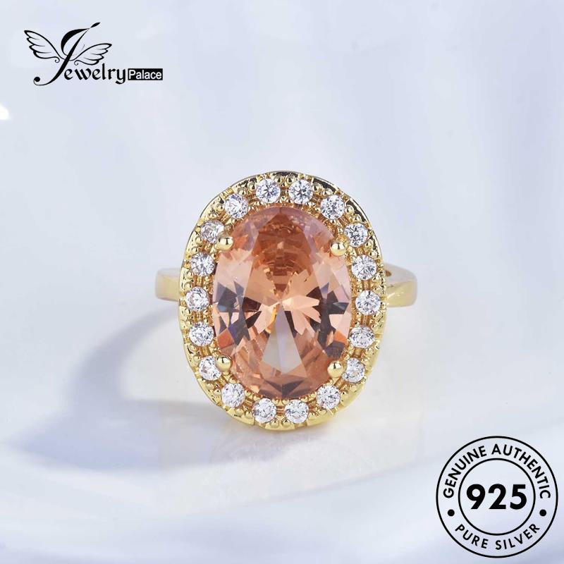 JEWELRYPALACE Silver Perak Citrine Asli Wanita Classic Kawin Nikah Oval Perhiasan Gold Original Silver Aksesori Sterling Cincin korea Murni 925 R2170
