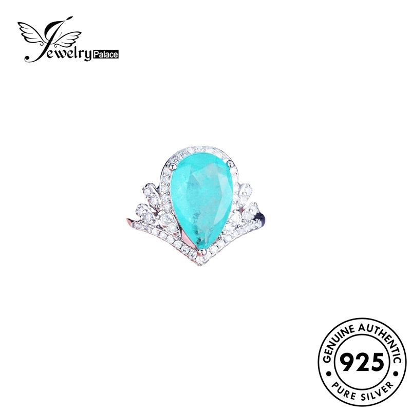 JEWELRYPALACE Pear Shape Kawin Murni Cincin Aquamarine Asli Wanita korea Sterling Nikah Perak Silver Vintage Original Perhiasan 925 Silver Aksesori R2176