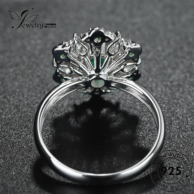 JEWELRYPALACE Silver Snowflakes Cincin Aksesori Original Kawin Murni korea Emerald Silver Nikah Perak Wanita Sterling Perhiasan Retro 925 Asli R2181