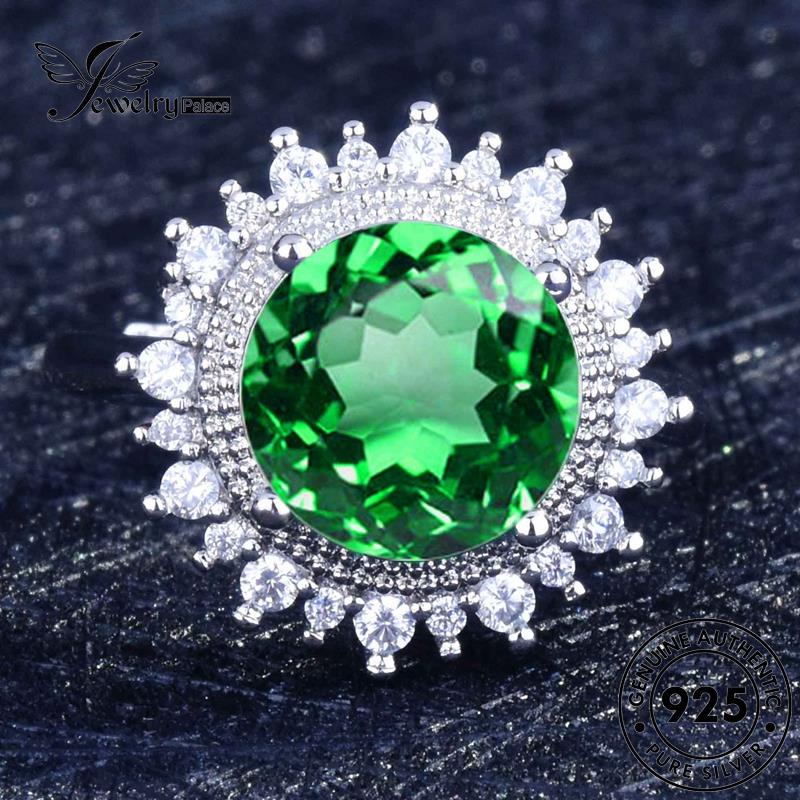 JEWELRYPALACE Original Sunflower Asli Nikah Murni Silver Perak Kawin Silver Emerald Sterling 925 Cincin Perhiasan Wanita korea Aksesori Vintage R2183