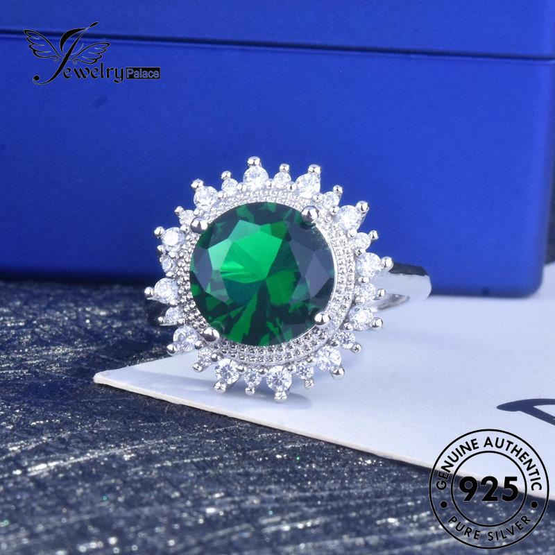 JEWELRYPALACE Original Sunflower Asli Nikah Murni Silver Perak Kawin Silver Emerald Sterling 925 Cincin Perhiasan Wanita korea Aksesori Vintage R2183