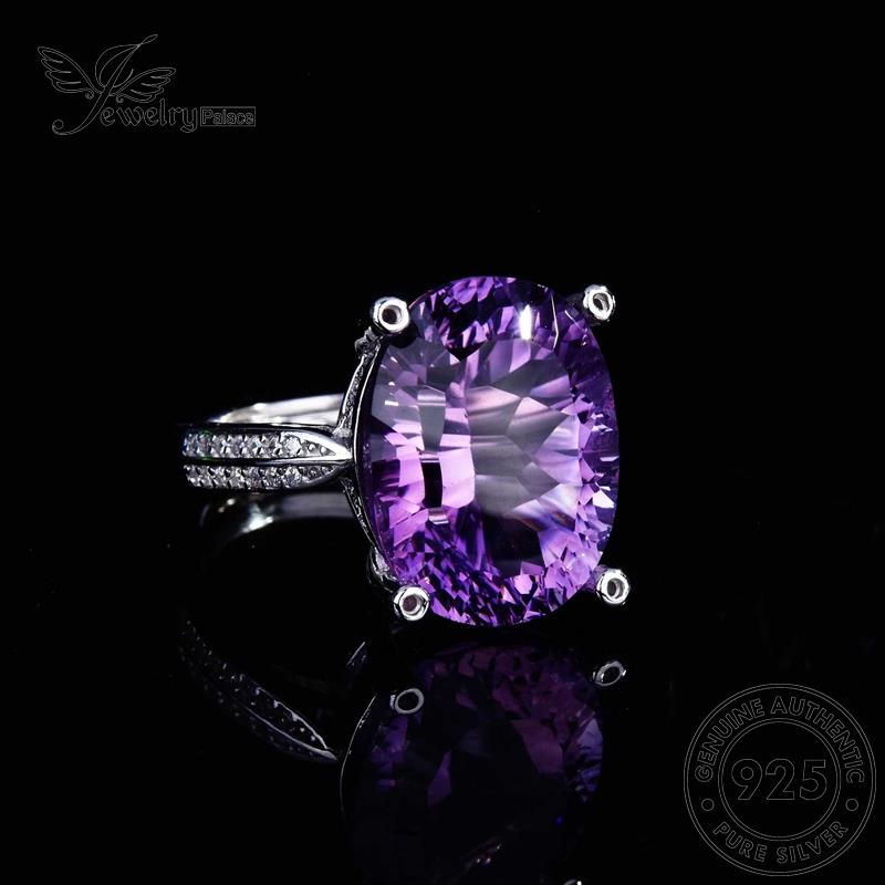 JEWELRYPALACE Aksesori Square 925 Murni Amethyst Sterling Wanita Asli Silver Original Silver Perhiasan korea Cincin Kawin Nikah Simple Perak R2207