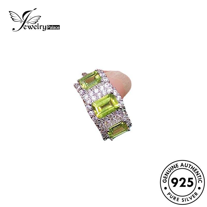 JEWELRYPALACE 925 Emerald Silver Luxury Perhiasan Sterling Original Silver korea Geometry Kawin Murni Wanita Perak Aksesori Nikah Cincin Asli R2268