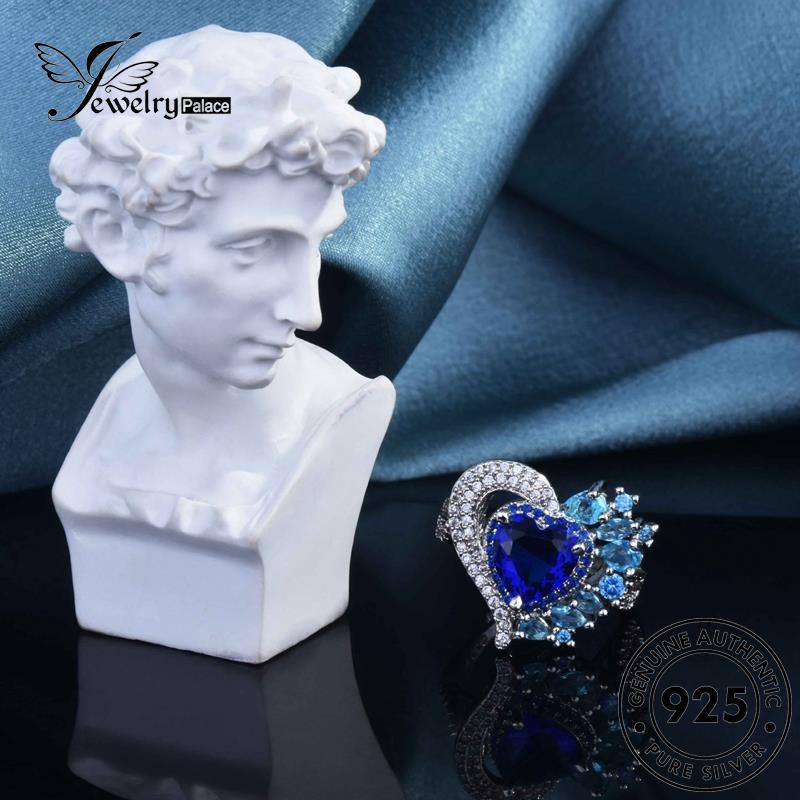 JEWELRYPALACE korea Sterling Aksesori Temperament Original Silver Asli Sapphire Perak Perhiasan Love 925 Cincin Kawin Murni Nikah Silver Wanita R2275