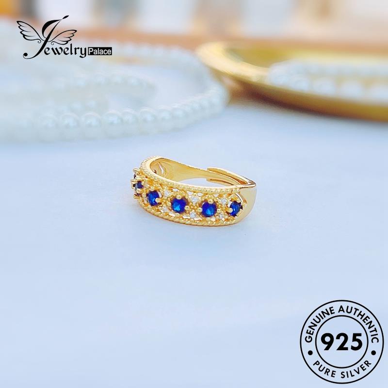 JEWELRYPALACE Sapphire Perak Kawin Wanita Style Court Nikah Silver Gold Perhiasan Original Silver Cincin Retro Aksesori Murni Sterling Asli 925 korea R2379