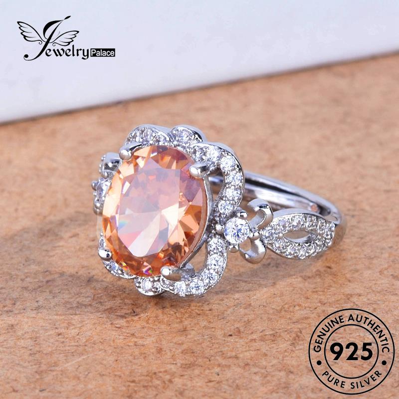 Jewelrypalace Citrine Square925 Cincin Perak Asli Mewah Wanita R2416