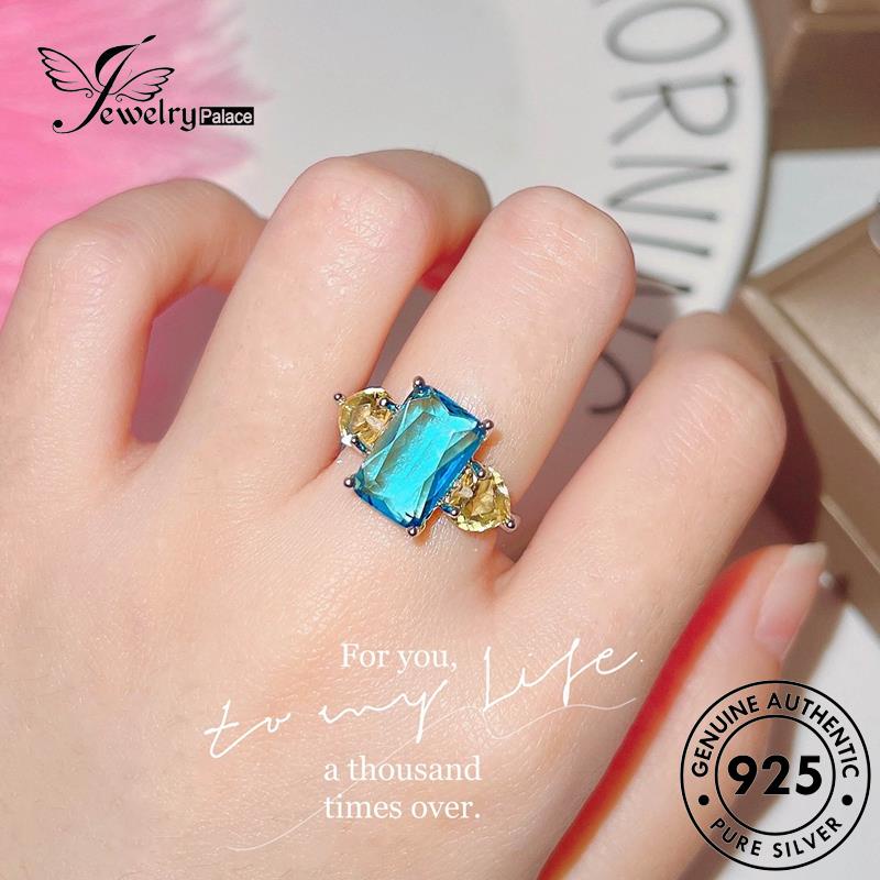 JEWELRYPALACE Kawin Pink Silver Sterling Perak 925 Murni Perhiasan Luxury Aksesori Diamond Asli Silver Cincin korea Square Crystal Nikah Wanita Original R2426