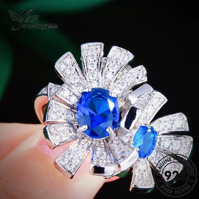 JEWELRYPALACE Murni Flowers Aksesori Perak Silver Wanita Perhiasan 925 Asli Kawin Creative Sterling korea Cincin Sapphire Silver Nikah Original R2400