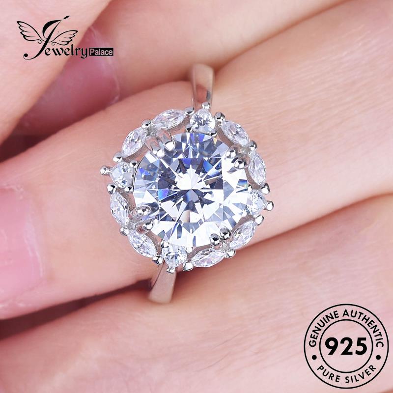 JEWELRYPALACE korea Murni Sterling Silver Original Asli Moissanite Silver Diamond Perhiasan Aksesori Wanita Kawin Cincin Nikah 925 Simple Shiny Perak And R2493