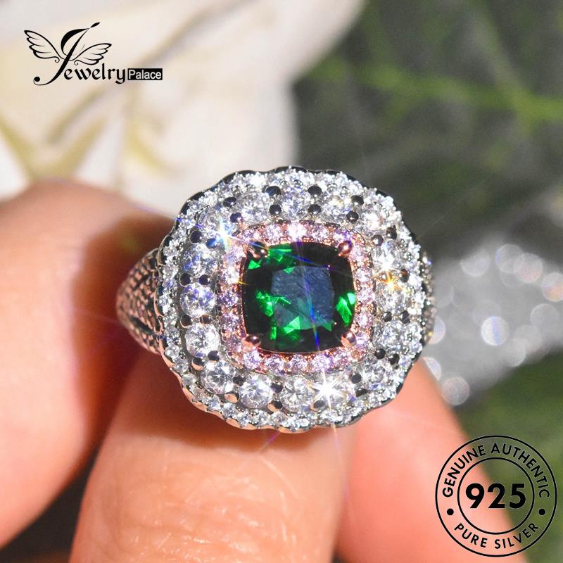 JEWELRYPALACE Cincin Original Luxury korea Silver Emerald Perak Sterling Square Perhiasan Silver Aksesori 925 Wanita Murni Kawin Asli Nikah R2507