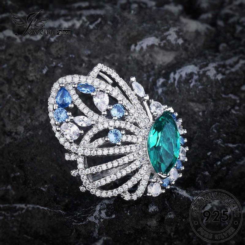 JEWELRYPALACE Perhiasan Perak Creative Cincin Nikah Aksesori korea Wanita Original Asli Sterling Aquamarine Silver Wings 925 Murni Kawin Silver R2548