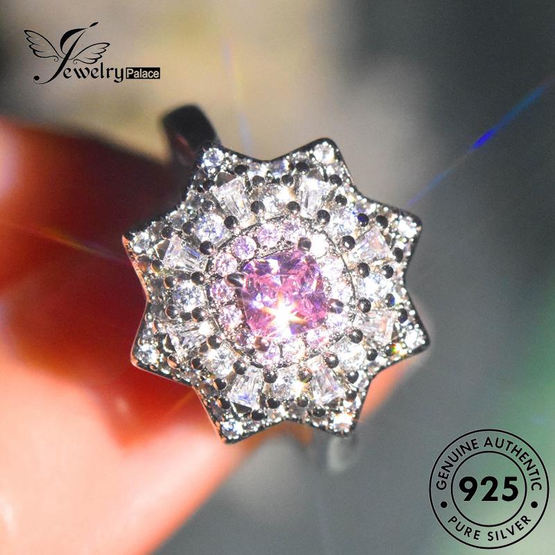 JEWELRYPALACE Sterling Aksesori Cincin Asli korea Pink Square Nikah Silver Kawin Original Silver Crystal Diamond Murni Perak 925 Wanita Perhiasan Fashion R2540