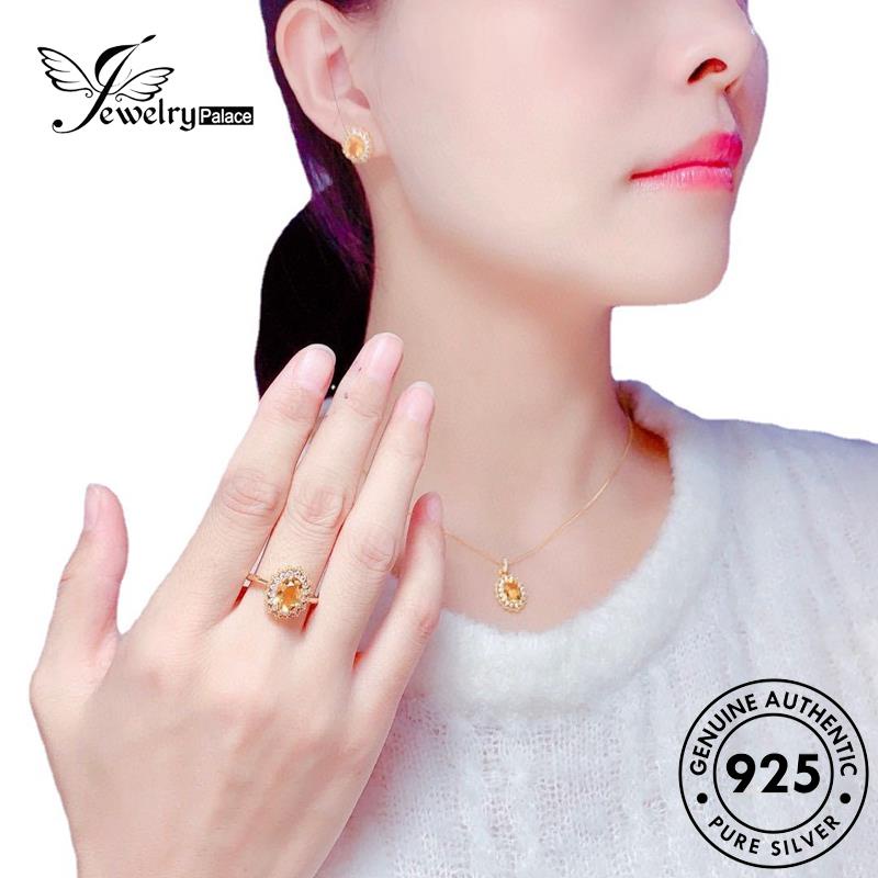 Perhiasanpalace Set925 Original Kalung Wanita Lucky Citrine Silver S108