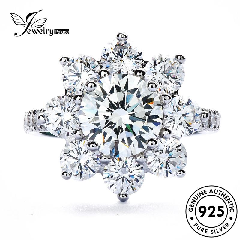 Jewelrypalace Kalung Asli Wanita Pribadi Berlian Moissanite Set Perak925 Bunga Matahari S135