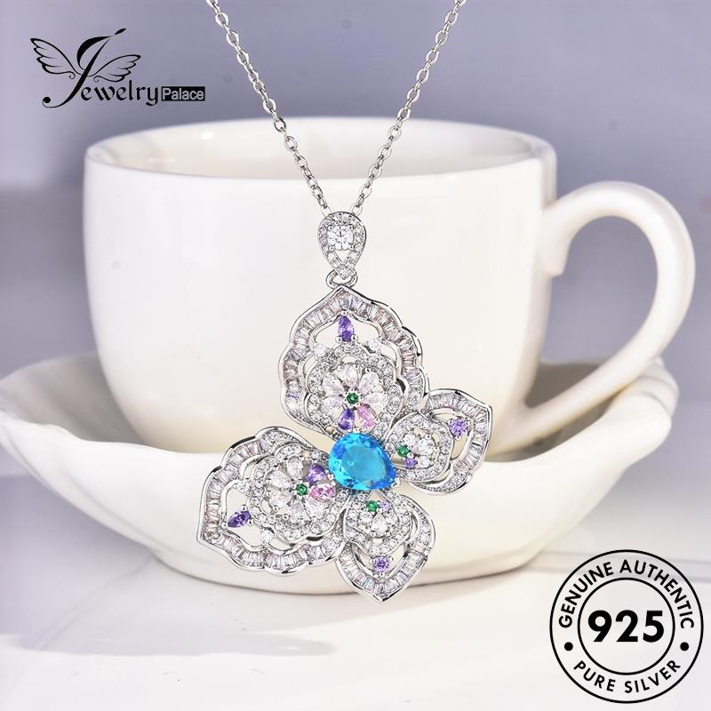 Jewelrypalace Set Moissanite Berlian Perak Wanita Temperamen925Asli Kalung Kupu-Kupu S189