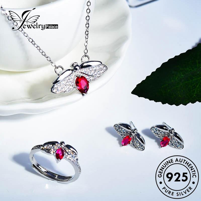 Jewelrypalace Citrine Wanita Asli Kalung Kunangkunang Set Lucu Perak925 S174