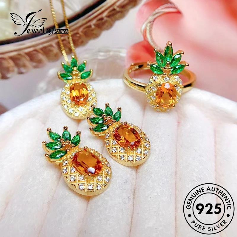 Jewelrypalace Kreatif Asli Nanas Set925 Perak Kalung Citrine Wanita S215