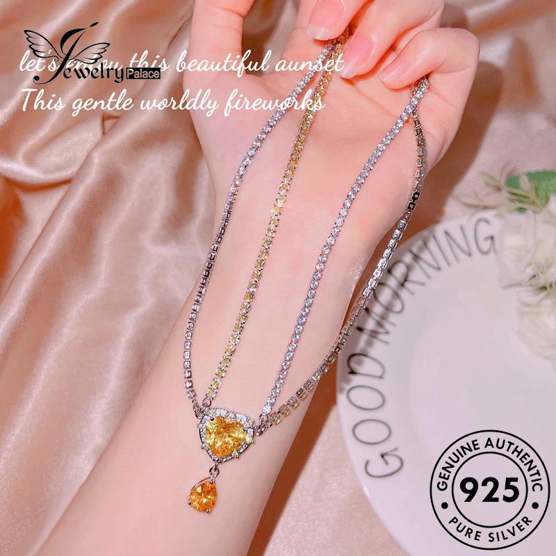 Jewelrypalace Asimetri Kalung Wanita925 Set Citrine Asli Manis Perak S284