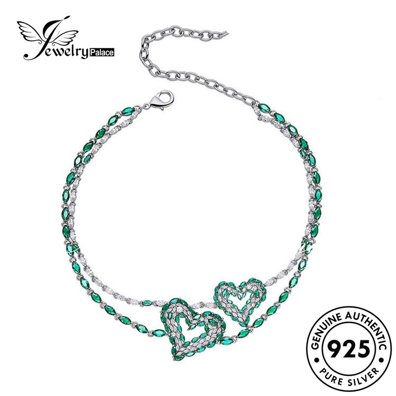 Jewelrypalace Kalung Perak Wanita Asli Emerald Cantik925Set Love S319