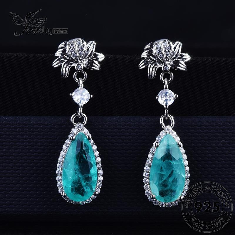 Set Perhiasanpalace Retro Kalung Tetes Air925 Perak Aquamarine Wanita Asli S351