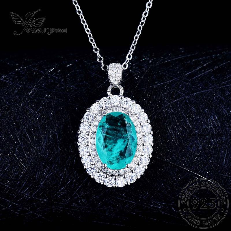 Jewelrypalace Telur Mulia Perak Set Bentuk Wanita925 Safir Kalung Asli S338