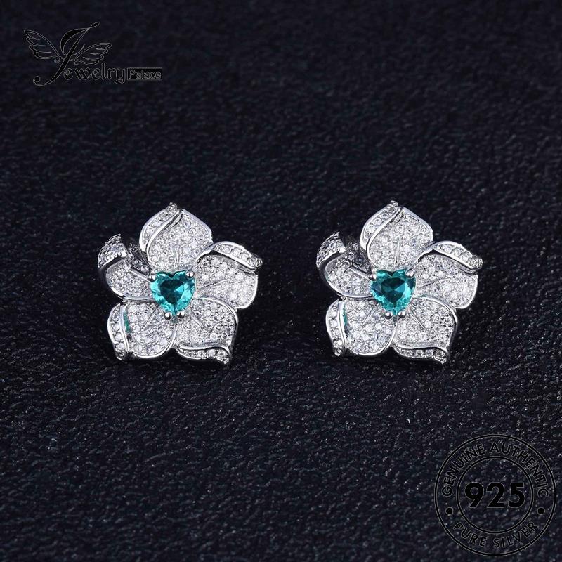 Jewelrypalace Kalung Bunga Asli Safir Perak925Set Wanita Lucu S399