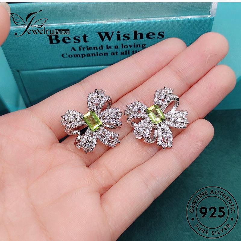 Jewelrypalace Moissanite Wanita Kalung Elegan Berlian Asli Perak Busur925 Set S402