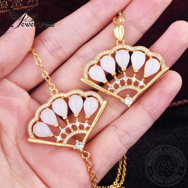 Jewelrypalace Kalung Set Giok Asli Sektor925 Wanita Perak S404