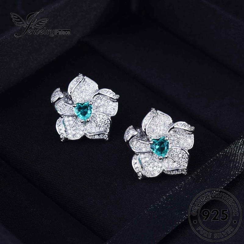 Perhiasanpalace Perak Wanita Bunga Set The Aquamarine Asli925 Kalung S406