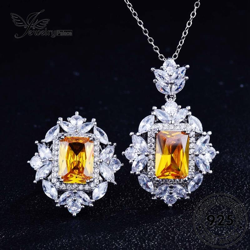 Jewelrypalace Kalung Wanita Kristal Set Perak Mewah925 Asli S423