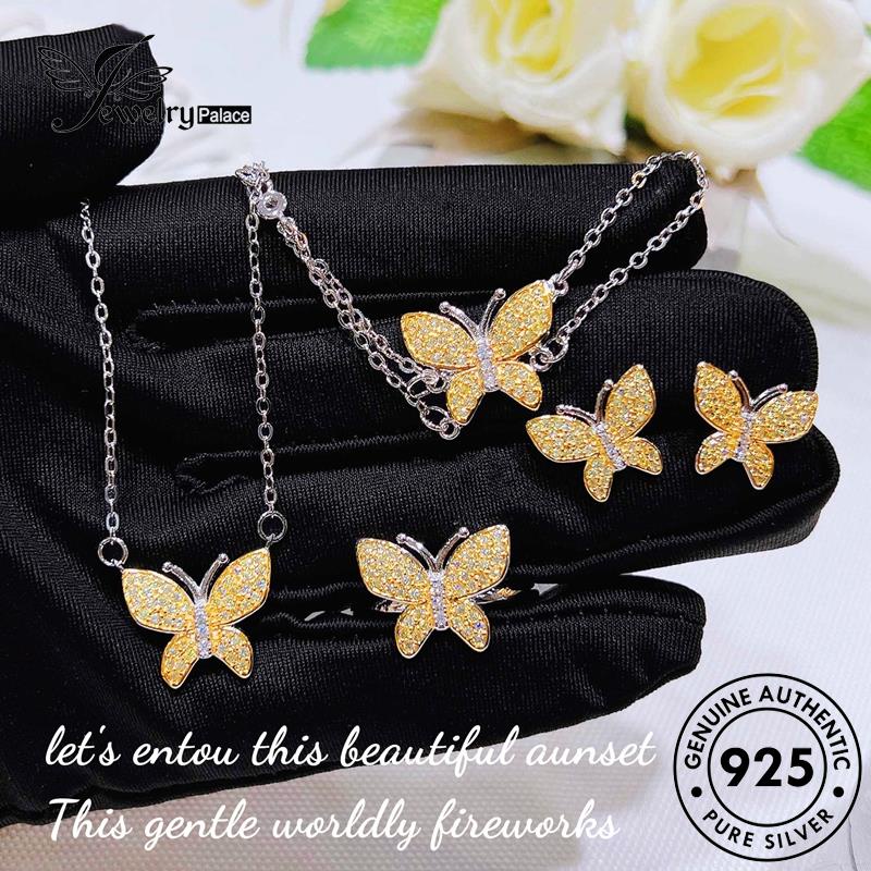 Jewelrypalace Kalung Perak Set Wanita Kupu925 Citrine Asli S449