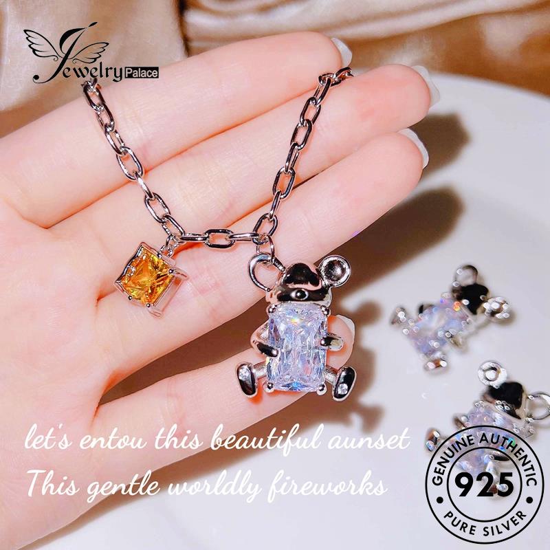 Jewelrypalace Wanita Moissanite Berlian Kecil Beruang Kalung Perak925Set Asli S498