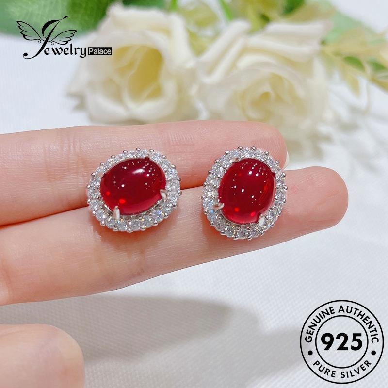 Perhiasanpalace Set Ruby Oval Perak Wanita925 Kalung Asli S503